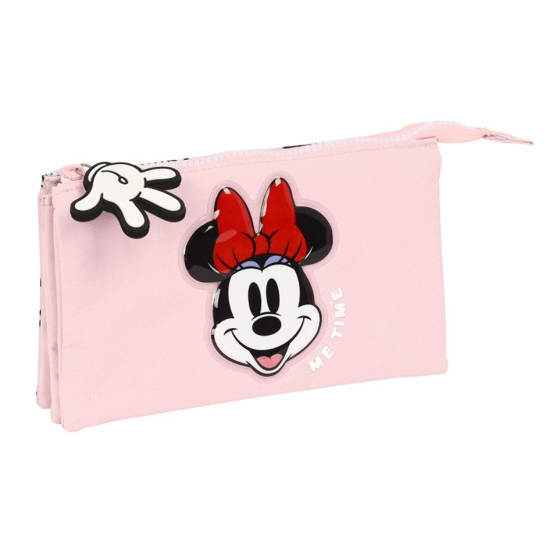 Trousse Fourre-Tout Triple Minnie Mouse Me time Rose (22 x 12 x 3 cm)