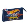 Trousse Fourre-Tout Triple Hot Wheels Speed club Orange Blue marine (22 x 12 x 3 cm)