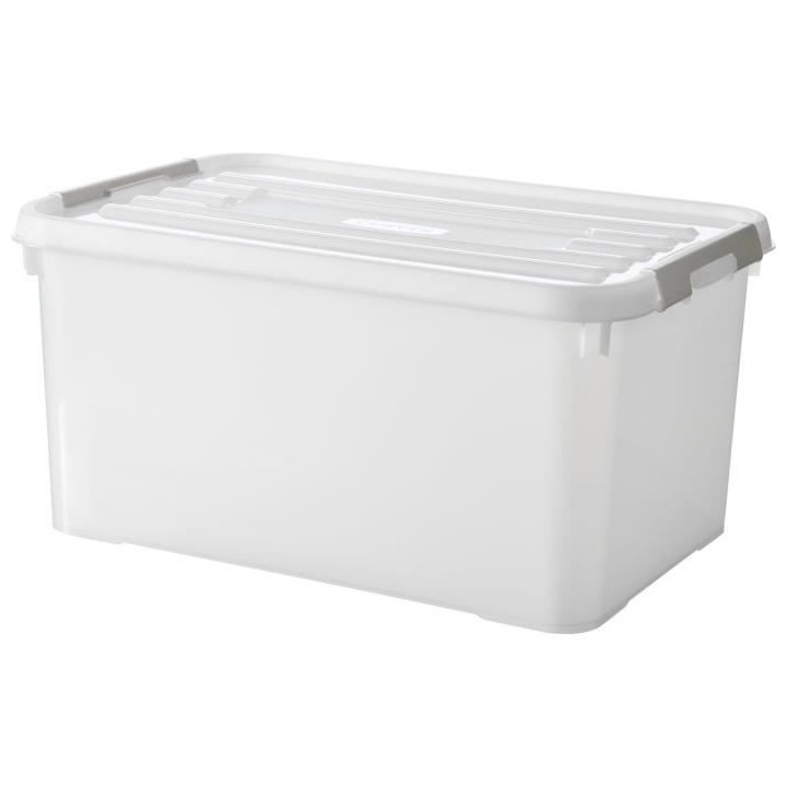 CURVER | HANDY PLUS 50L CLIPS BLANCS - 100% RECYCLE, Rangement, Milky