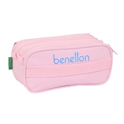 Trousse Fourre-Tout Triple Benetton Pink Rose (21,5 x 10 x 8 cm)