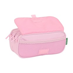 Trousse Fourre-Tout Triple Benetton Pink Rose (21,5 x 10 x 8 cm)