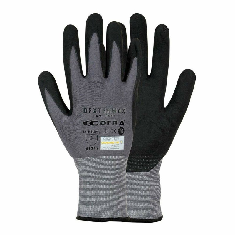 Gants de travail Cofra Dextermax Gris Nylon Nitrile