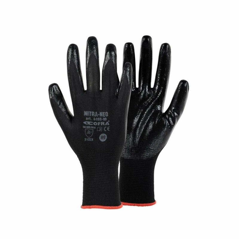 Gants de travail Cofra Skinproof Noir Nylon Élasthanne Nitrile