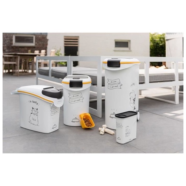 Curver Récipient alimentaire a roulettes Dinner is Served chiens 15 L