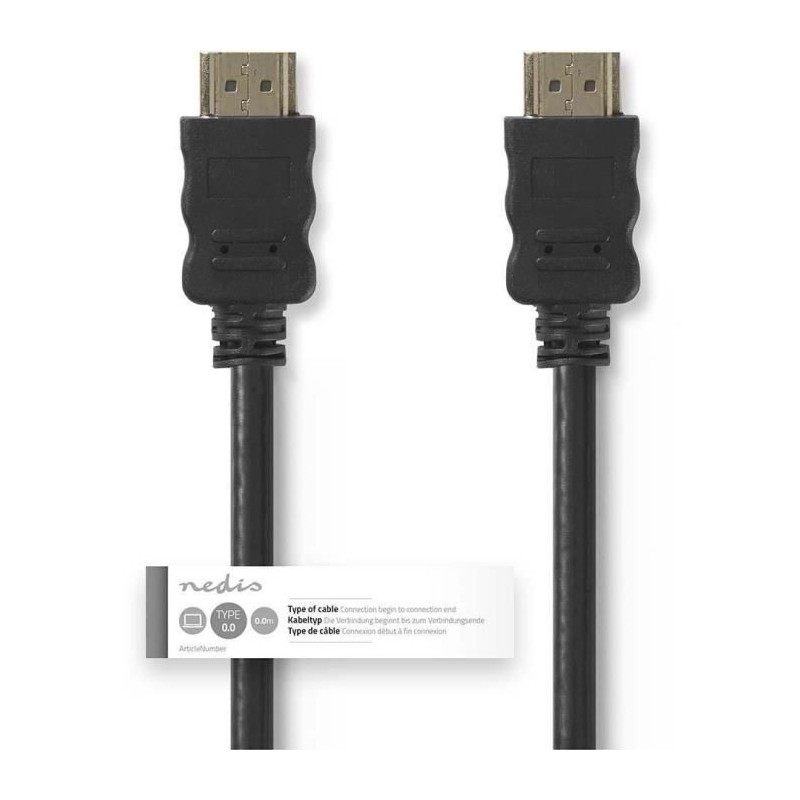 NEDIS High Speed HDMI™ Cable with Ethernet - HDMI™ Connector - HDMI™ Connector - 10 m - Noir