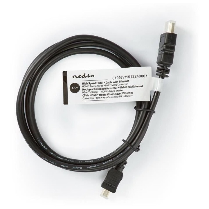 Câble HDMI / Micro HDMI 1.5m. 4K/30Hz.10.2 Gbps.