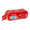 Trousse Fourre-Tout Double Cars Let's race Rouge Blanc (21 x 8 x 6 cm)