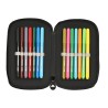 Trousse Scolaire avec Accessoires Kappa Black Noir 12.5 x 19.5 x 4 cm (28 Pièces)