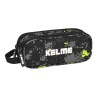 Trousse Fourre-Tout Double Kelme Jungle Noir Gris Citron (21 x 8 x 6 cm)