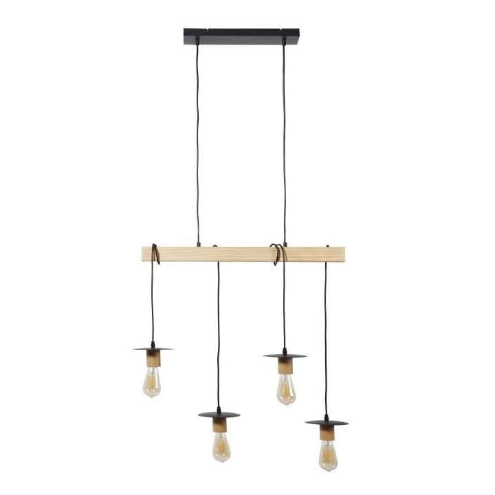 DETROIT Suspension industrielle 4 tetes - Abat-jour disque - 71 x 15x