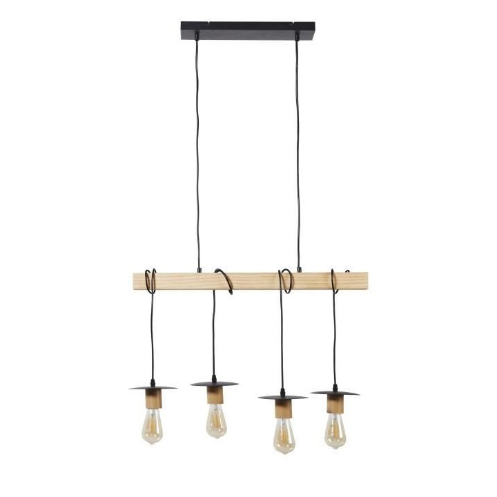 DETROIT Suspension industrielle 4 tetes - Abat-jour disque - 71 x 15x