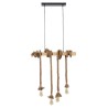 DETROIT Suspension industrielle 4 tetes - Métal - 71 x 15x 10 cm - Corde et bois - Ampoules fournies