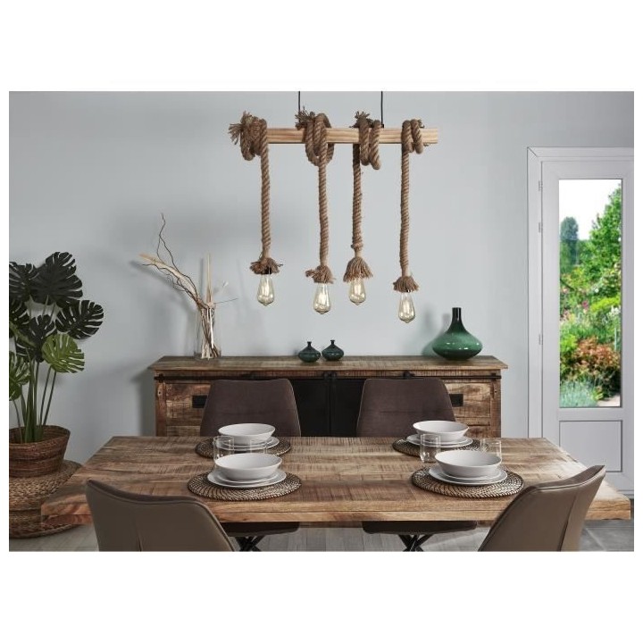 DETROIT Suspension industrielle 4 tetes - Métal - 71 x 15x 10 cm - Co