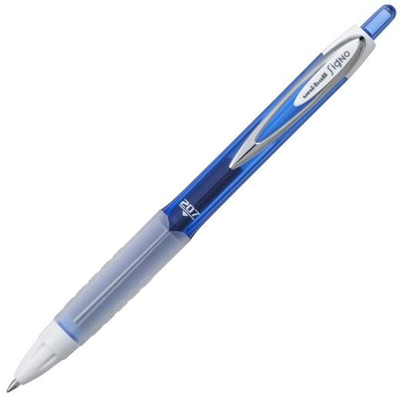 Biros à encre liquide Uni-Ball Rollerball Signo UM-207 Bleu 12 Unités