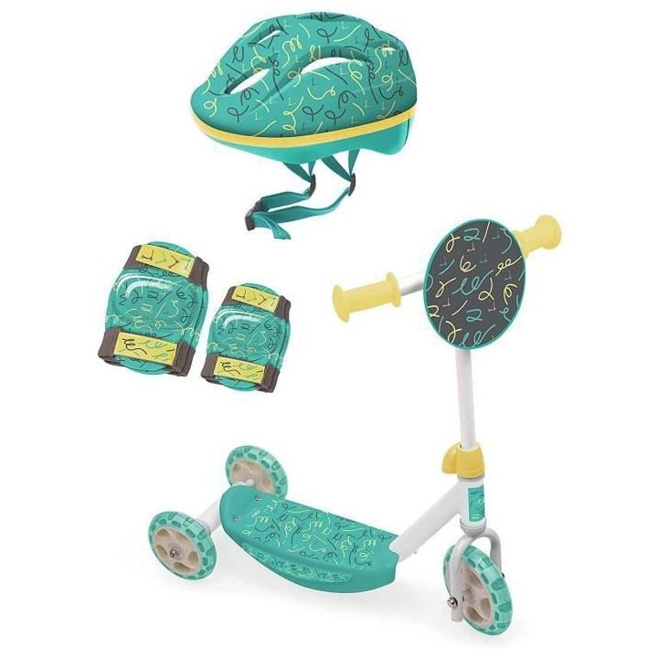 Trottinette 3 Roues + Casque+ Protections