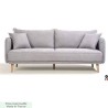 Canapé Fixe 3 places DAREN -Tissu Gris clair - Style scandinave -2 Coussins Déco - L 207 x P 90 x H 88 cm