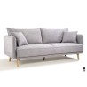 Canapé Fixe 3 places DAREN -Tissu Gris clair - Style scandinave -2 Coussins Déco - L 207 x P 90 x H 88 cm