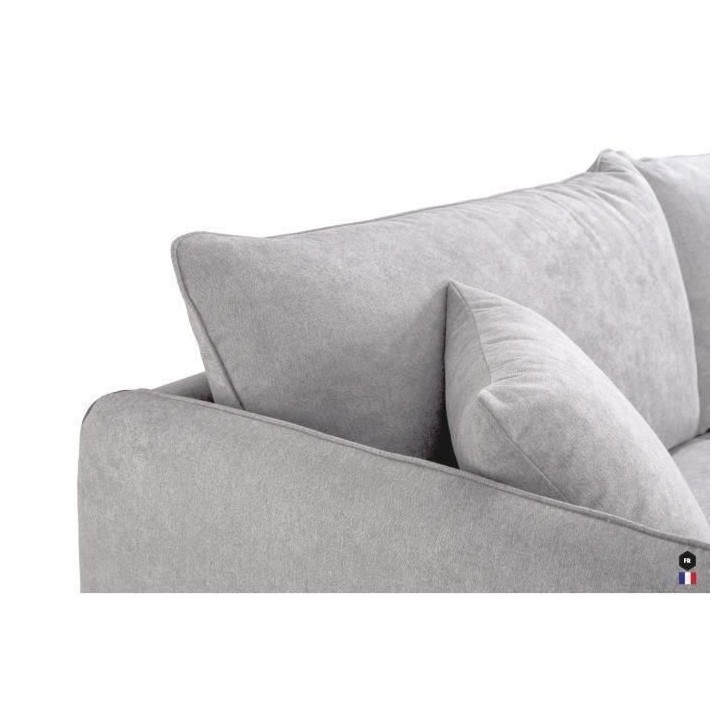 Canapé Fixe 3 places DAREN -Tissu Gris clair - Style scandinave -2 Co