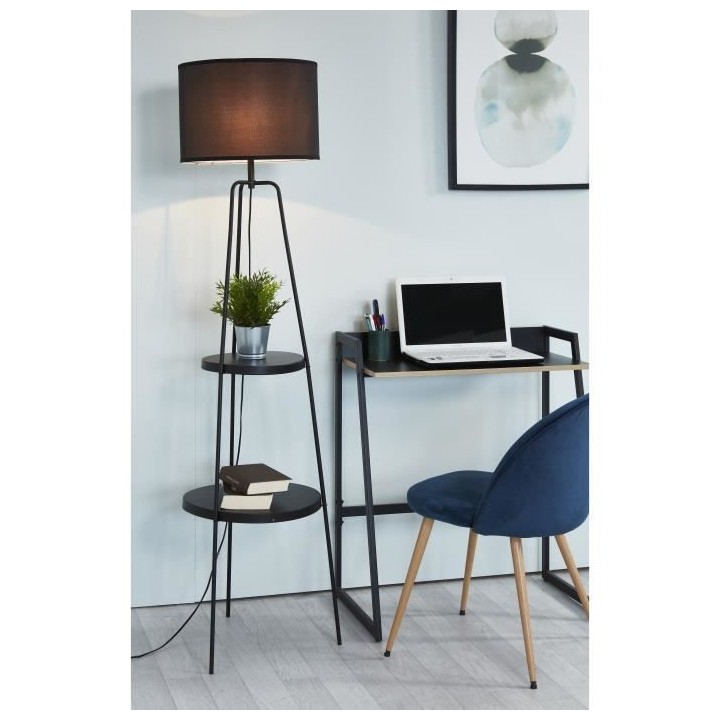 RONDO Lampadaire - Métal et abat jour en tissu - L 45 x P 45 x H157 c