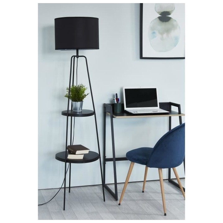 RONDO Lampadaire - Métal et abat jour en tissu - L 45 x P 45 x H157 c