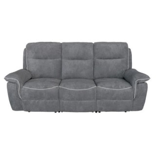 Canapé 3 places dont 2 relax manuelles - Tissu gris foncé et gris cl