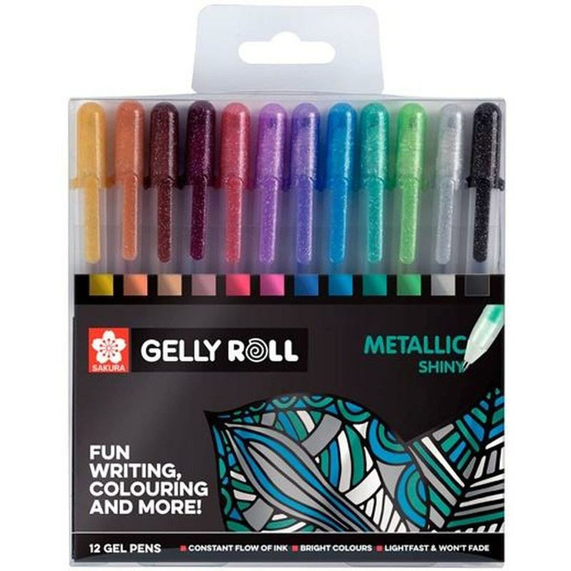 Ensemble de Stylos Talens Sakura Gelly Roll Metallic 12 Pièces