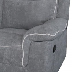 Canapé 3 places dont 2 relax manuelles - Tissu gris foncé et gris clair - L 224 x P 98 x H 104 cm - DARWIN