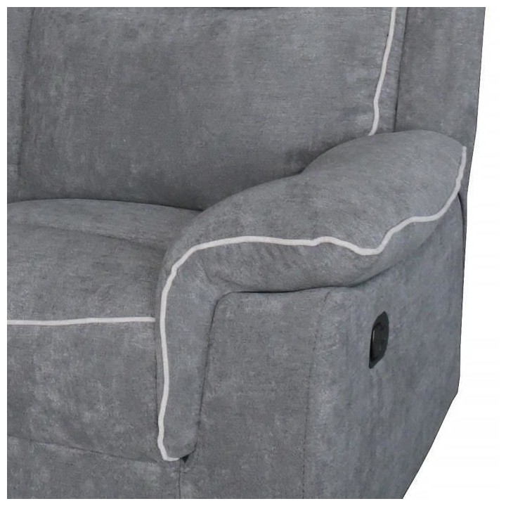 Canapé 3 places dont 2 relax manuelles - Tissu gris foncé et gris cl