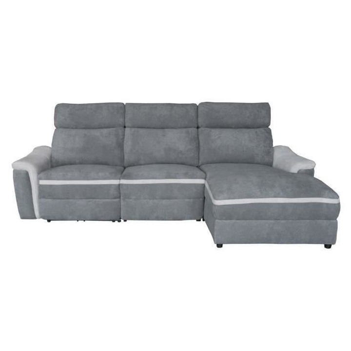 DARWIN Canapé d'angle droit dont 1 relax électrique- Tissu gris fonc