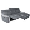 DARWIN Canapé d'angle droit dont 1 relax électrique- Tissu gris foncé et gris clair - L 273 x P 96 x H 104 cm