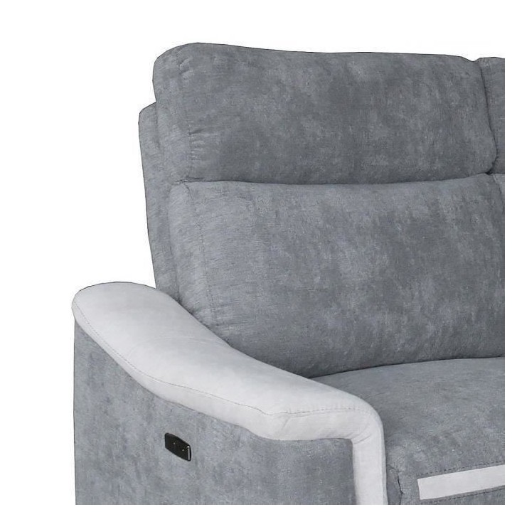 DARWIN Canapé d'angle droit dont 1 relax électrique- Tissu gris fonc