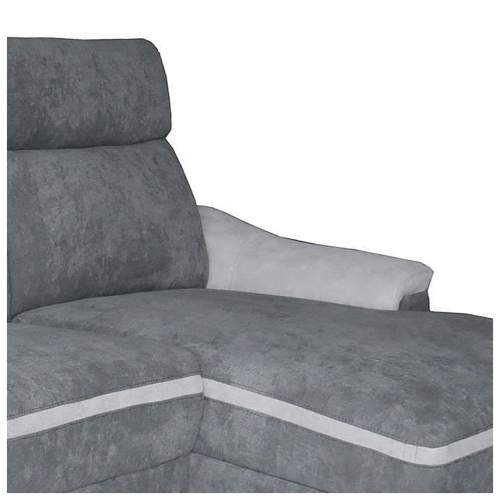 DARWIN Canapé d'angle droit dont 1 relax électrique- Tissu gris fonc