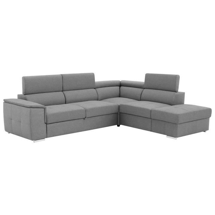 Canapé d'angle convertible réversible 5 places DAYTONA - Tissu Gris