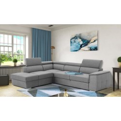 Canapé d'angle convertible réversible 5 places DAYTONA - Tissu Gris - Contemporain - L 275 x P 233 x H 76 cm