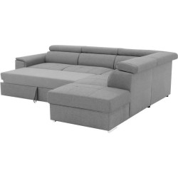 Canapé d'angle convertible réversible 5 places DAYTONA - Tissu Gris - Contemporain - L 275 x P 233 x H 76 cm