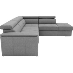 Canapé d'angle convertible réversible 5 places DAYTONA - Tissu Gris - Contemporain - L 275 x P 233 x H 76 cm