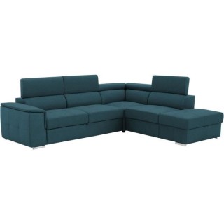 Canapé d'angle convertible réversible 5 places DAYTONA - Tissu Bleu