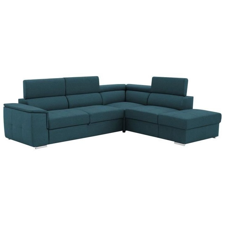 Canapé d'angle convertible réversible 5 places DAYTONA - Tissu Bleu
