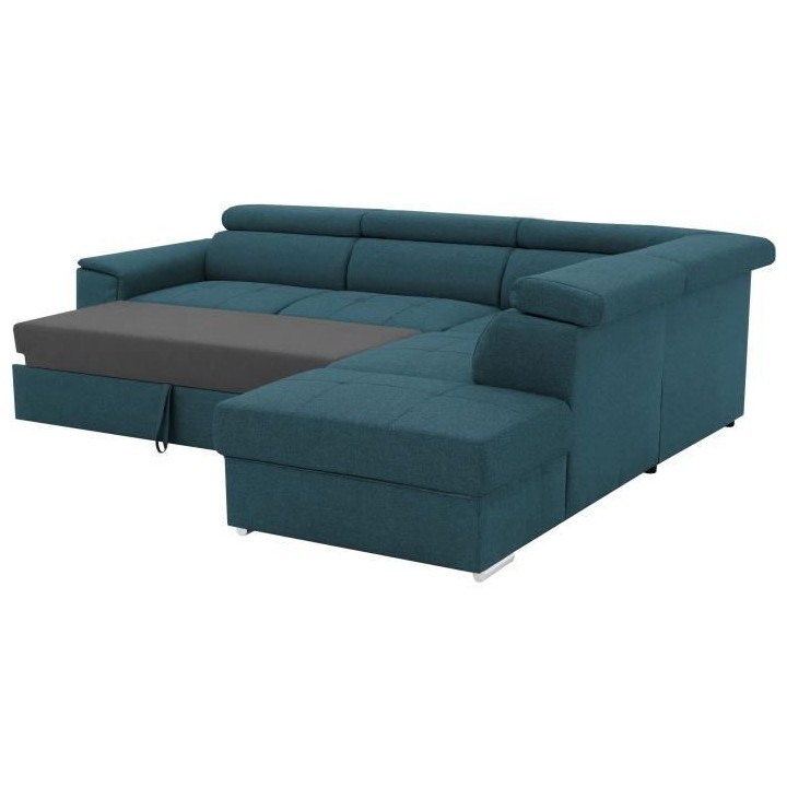 Canapé d'angle convertible réversible 5 places DAYTONA - Tissu Bleu