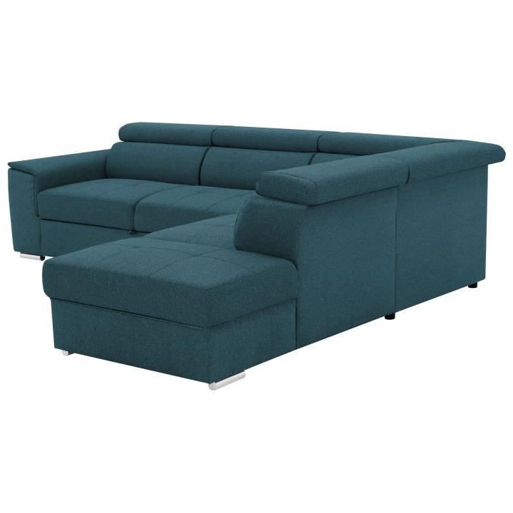 Canapé d'angle convertible réversible 5 places DAYTONA - Tissu Bleu