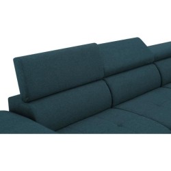 Canapé d'angle convertible réversible 5 places DAYTONA - Tissu Bleu - L 275 x P 233 x H 76 cm