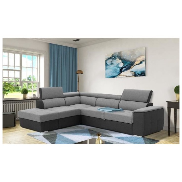 Canapé d'angle convertible réversible 5 places DAYTONA - Tissu Anthr