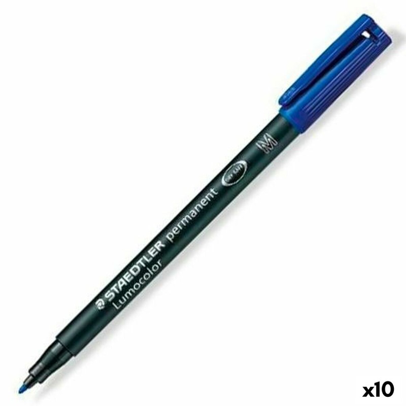 Marqueur permanent Staedtler Lumocolor 317-3 M Bleu 1 mm (10 Unités)