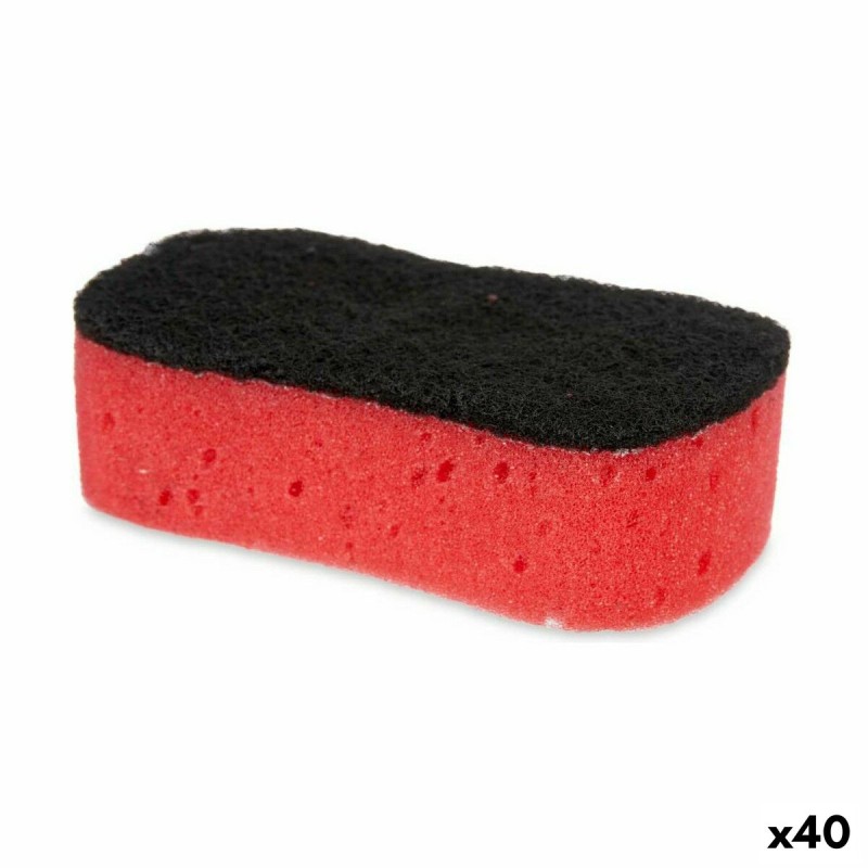 Tampon à récurer Mousse Rouge Noir Fibre abrasive (40 Unités)