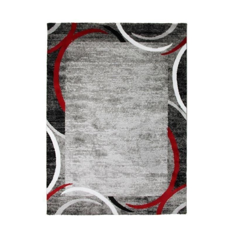 SUBWAY ENCADRE Tapis de salon en polypropylene - 120x170 cm - Rouge