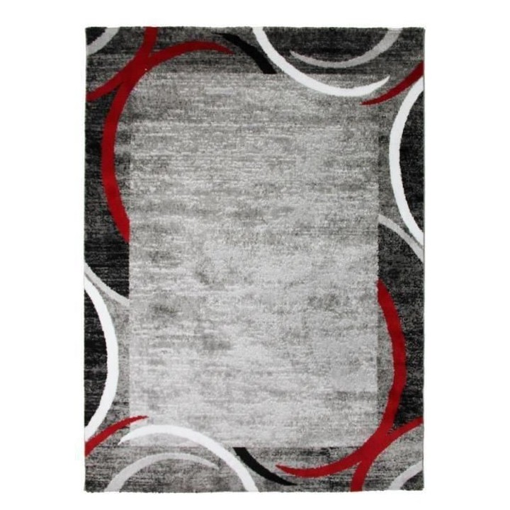 SUBWAY ENCADRE Tapis de salon en polypropylene - 120x170 cm - Rouge