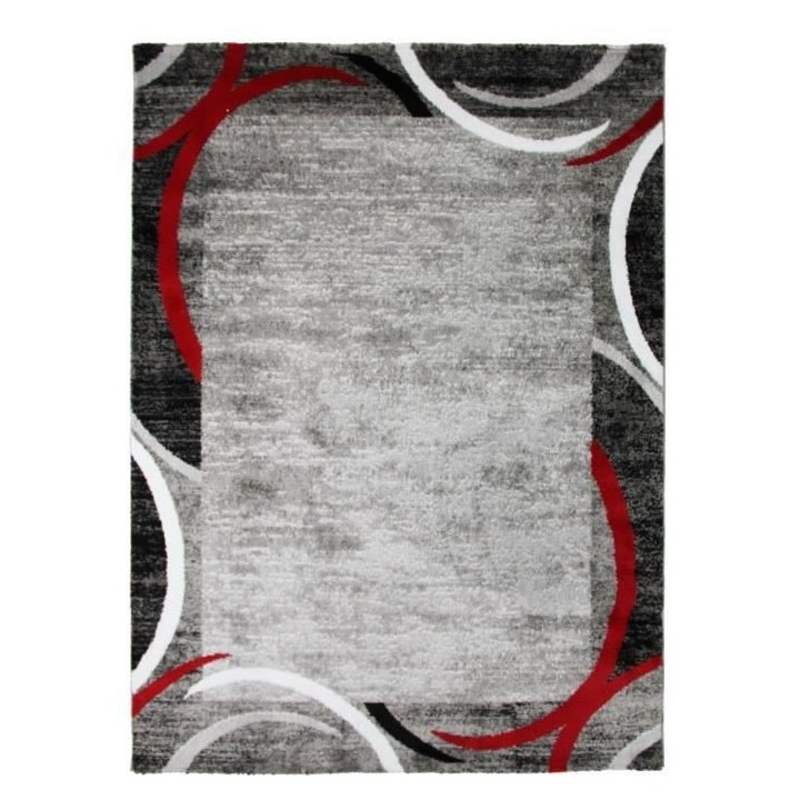 SUBWAY ENCADRE Tapis de salon en polypropylene - 200x290 cm - Rouge