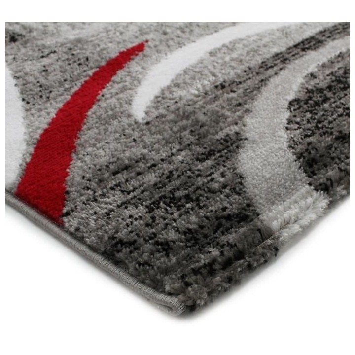 SUBWAY ENCADRE Tapis de salon en polypropylene - 200x290 cm - Rouge