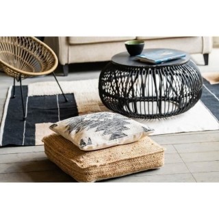 Tapis - Naturel, noir et beige - Coton et laine - 160 x 230 cm - Motif