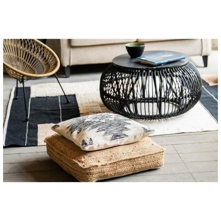 Tapis - Naturel, noir et beige - Coton et laine - 160 x 230 cm - Motif